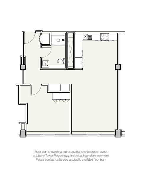 Floor plan for 1 bed, 1 bath, 720 sqft